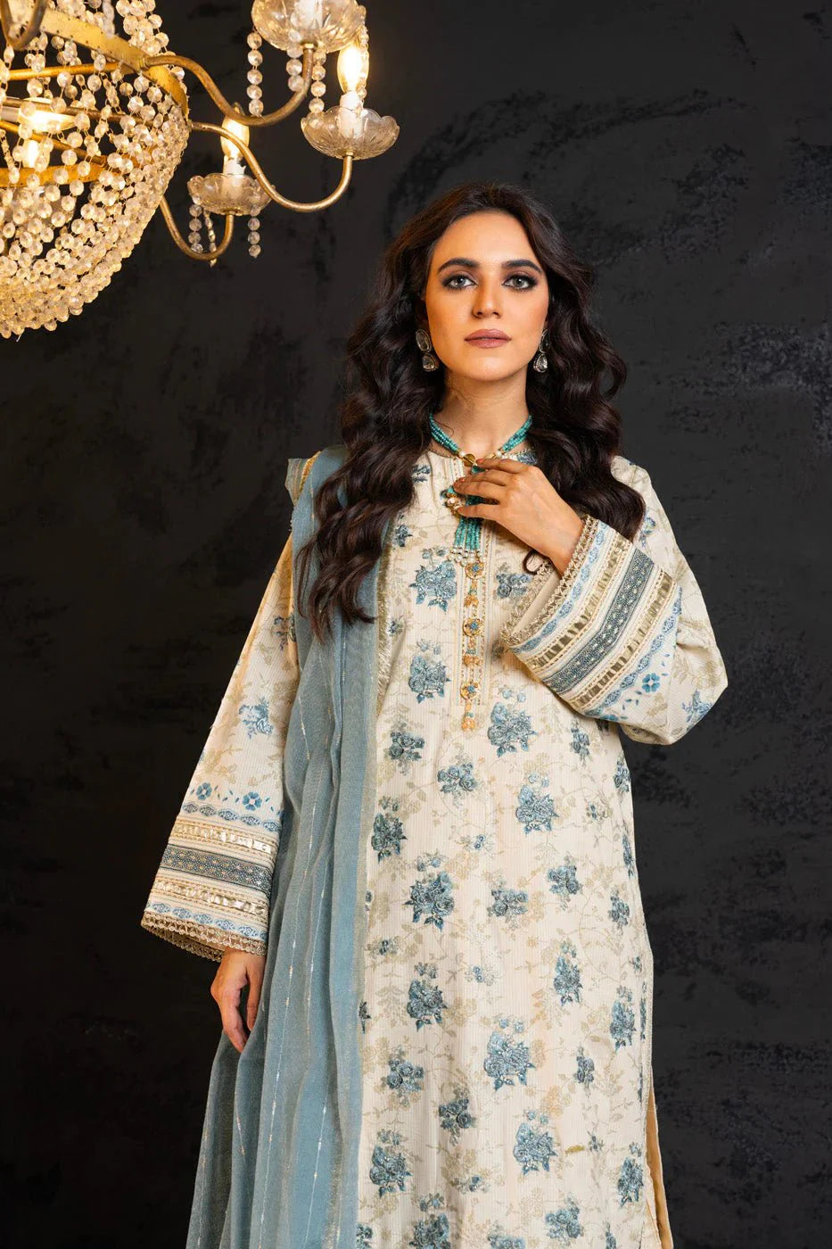 Alkaram | Spring Summer Festive 24 | Embroidered Dobby Cream - Official Alkaram stockist in UK - Sakeena London