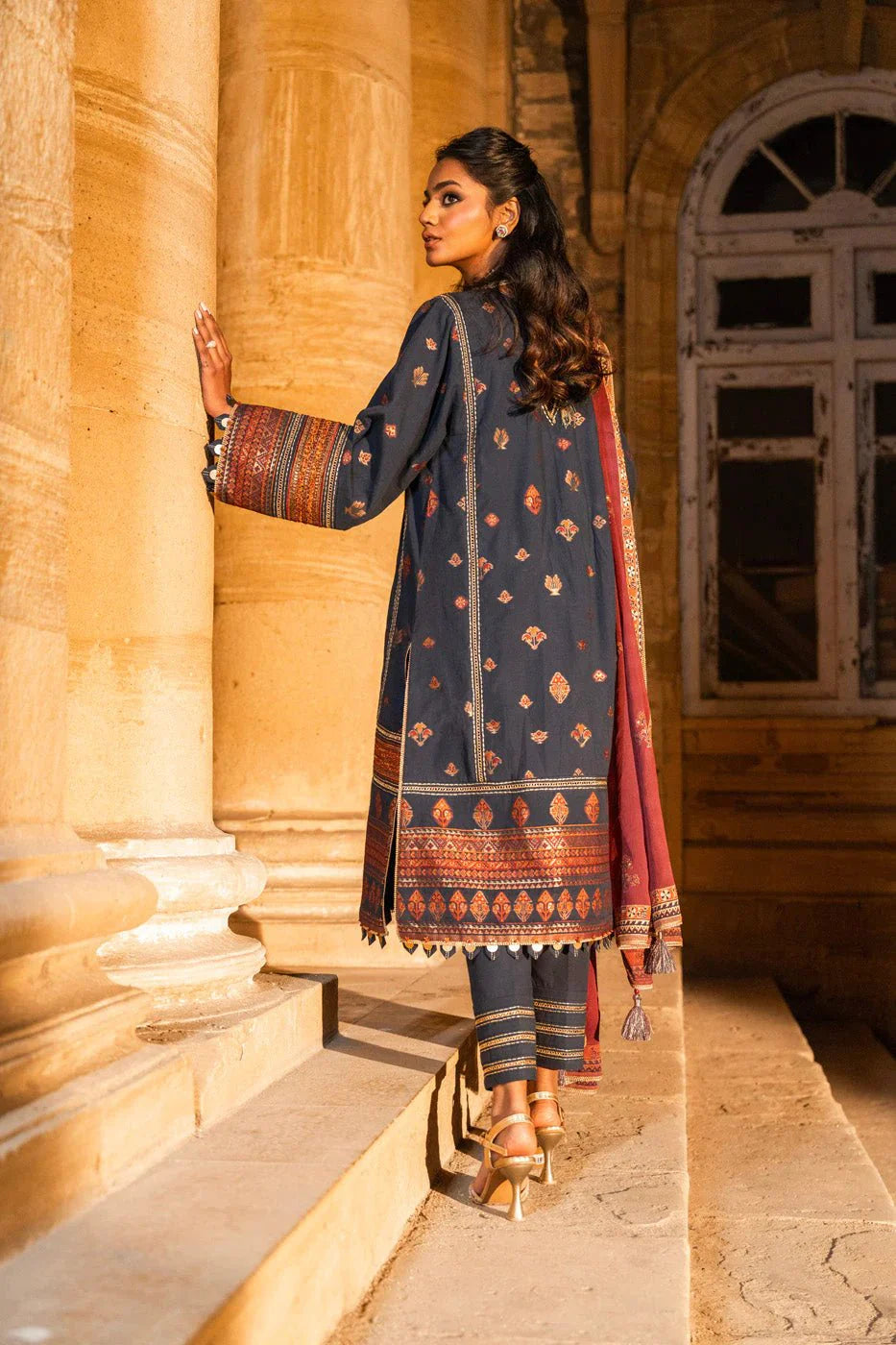 Alkaram | Spring Summer Festive 24 | Embroidered Dobby Dark Blue - Official Alkaram stockist in UK - Sakeena London