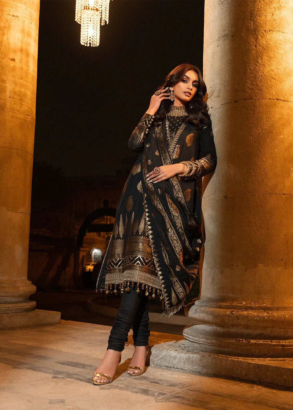 Alkaram | Spring Summer Festive 24 | Embroidered Jacquard Black - Official Alkaram stockist in UK - Sakeena London