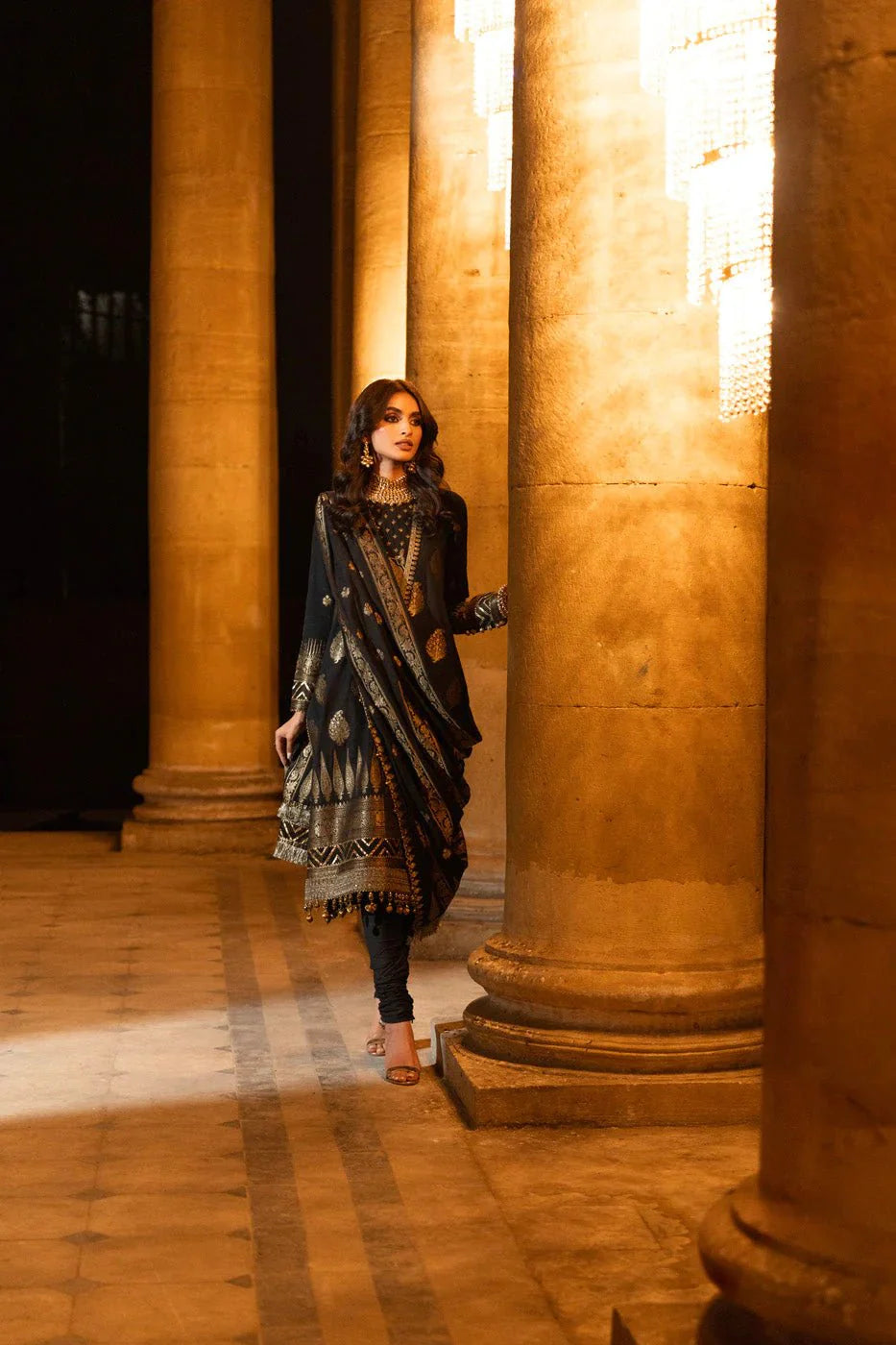 Alkaram | Spring Summer Festive 24 | Embroidered Jacquard Black - Official Alkaram stockist in UK - Sakeena London