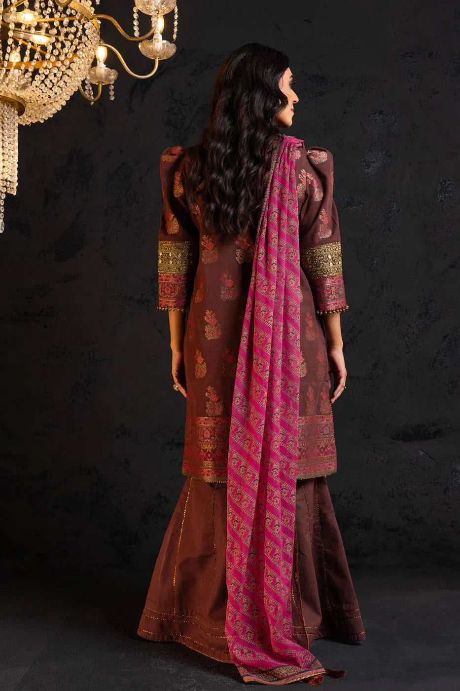 Alkaram | Spring Summer Festive 24 | Embroidered Jacquard Brown - Official Alkaram stockist in UK - Sakeena London