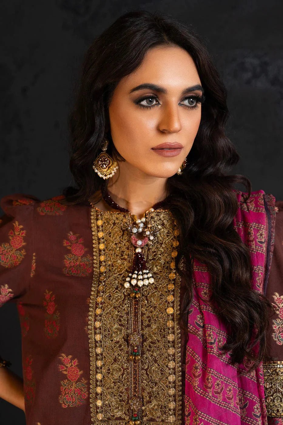 Alkaram | Spring Summer Festive 24 | Embroidered Jacquard Brown - Official Alkaram stockist in UK - Sakeena London