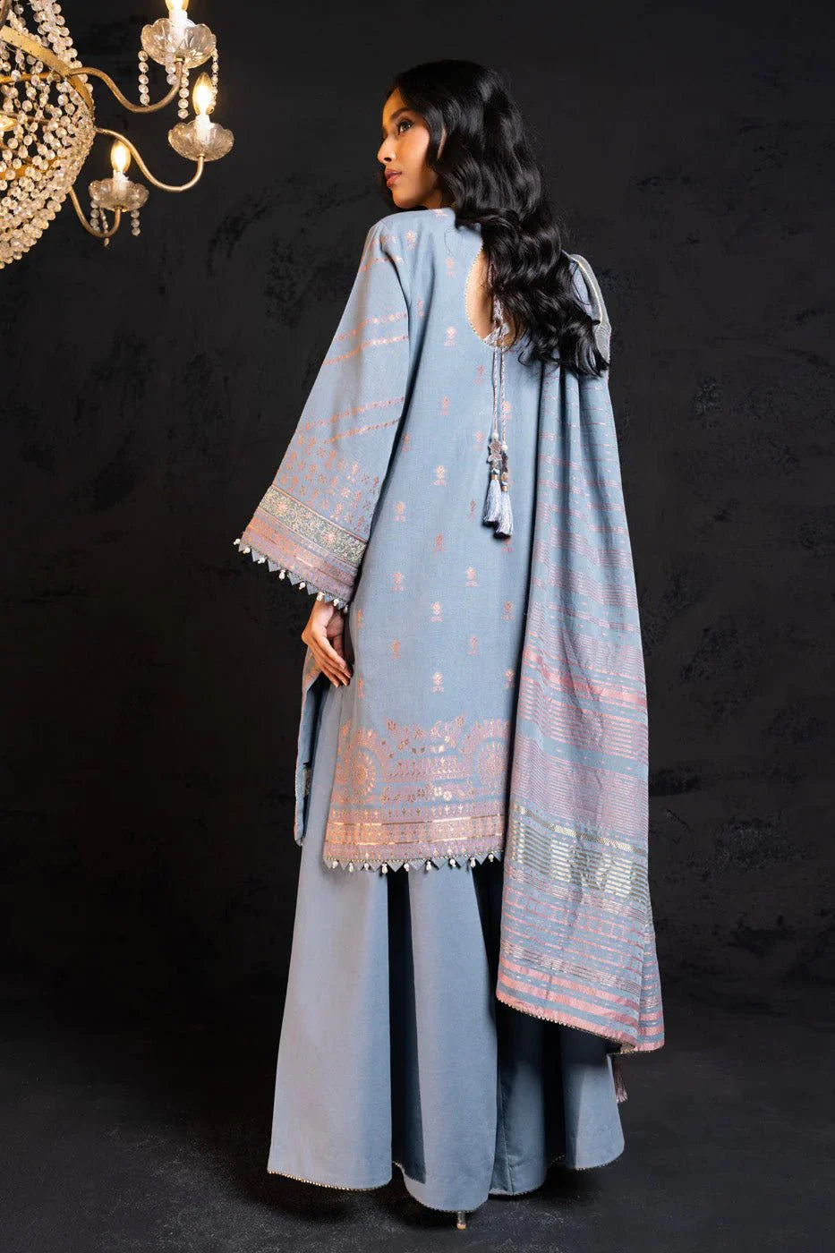 Alkaram | Spring Summer Festive 24 | Embroidered Jacquard Grey - Official Alkaram stockist in UK - Sakeena London