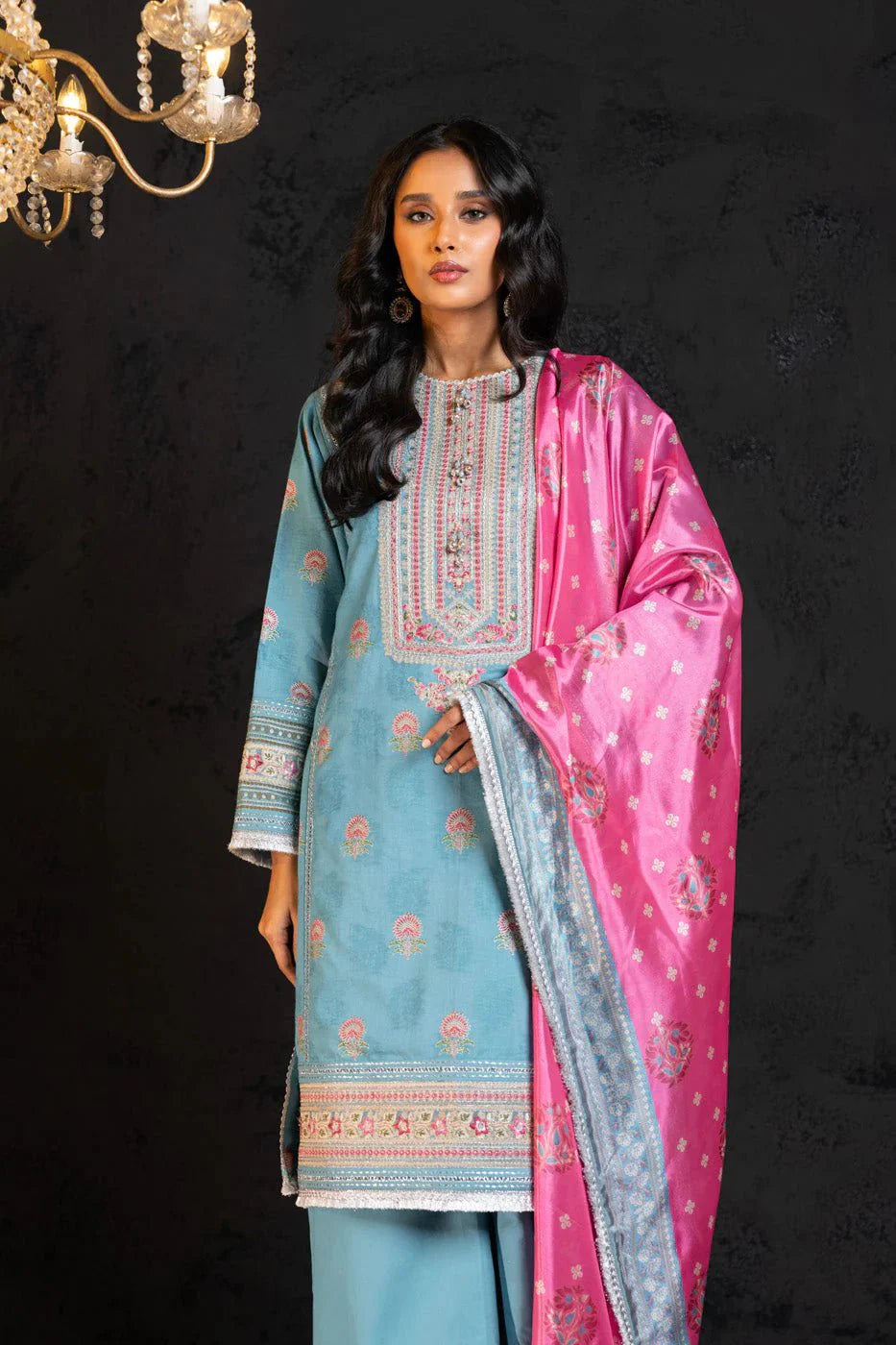 Alkaram | Spring Summer Festive 24 | Embroidered Jacquard Light Blue - Official Alkaram stockist in UK - Sakeena London