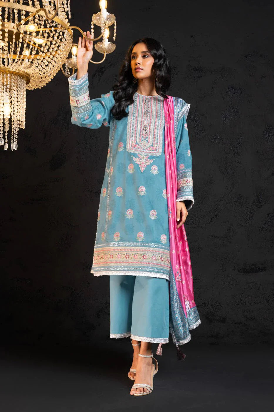Alkaram | Spring Summer Festive 24 | Embroidered Jacquard Light Blue - Official Alkaram stockist in UK - Sakeena London