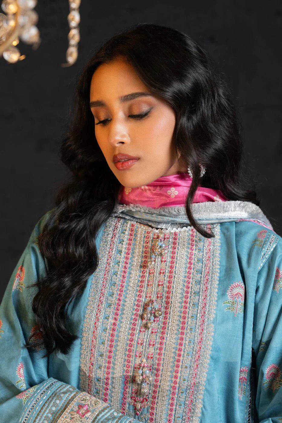 Alkaram | Spring Summer Festive 24 | Embroidered Jacquard Light Blue - Official Alkaram stockist in UK - Sakeena London
