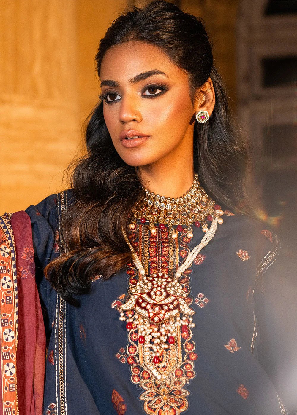Alkaram | Spring Summer Festive 24 | Embroidered Jacquard Navy Blue - Official Alkaram stockist in UK - Sakeena London