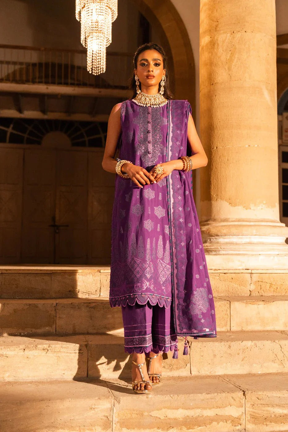 Alkaram | Spring Summer Festive 24 | Embroidered Jacquard Purple - Official Alkaram stockist in UK - Sakeena London