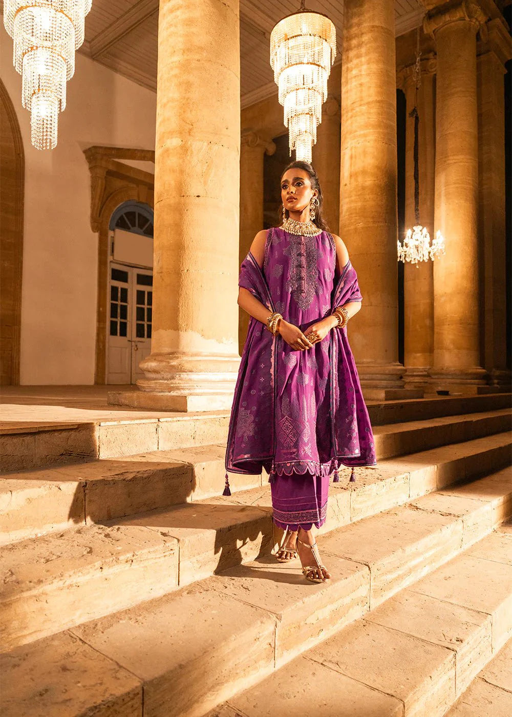 Alkaram | Spring Summer Festive 24 | Embroidered Jacquard Purple - Official Alkaram stockist in UK - Sakeena London