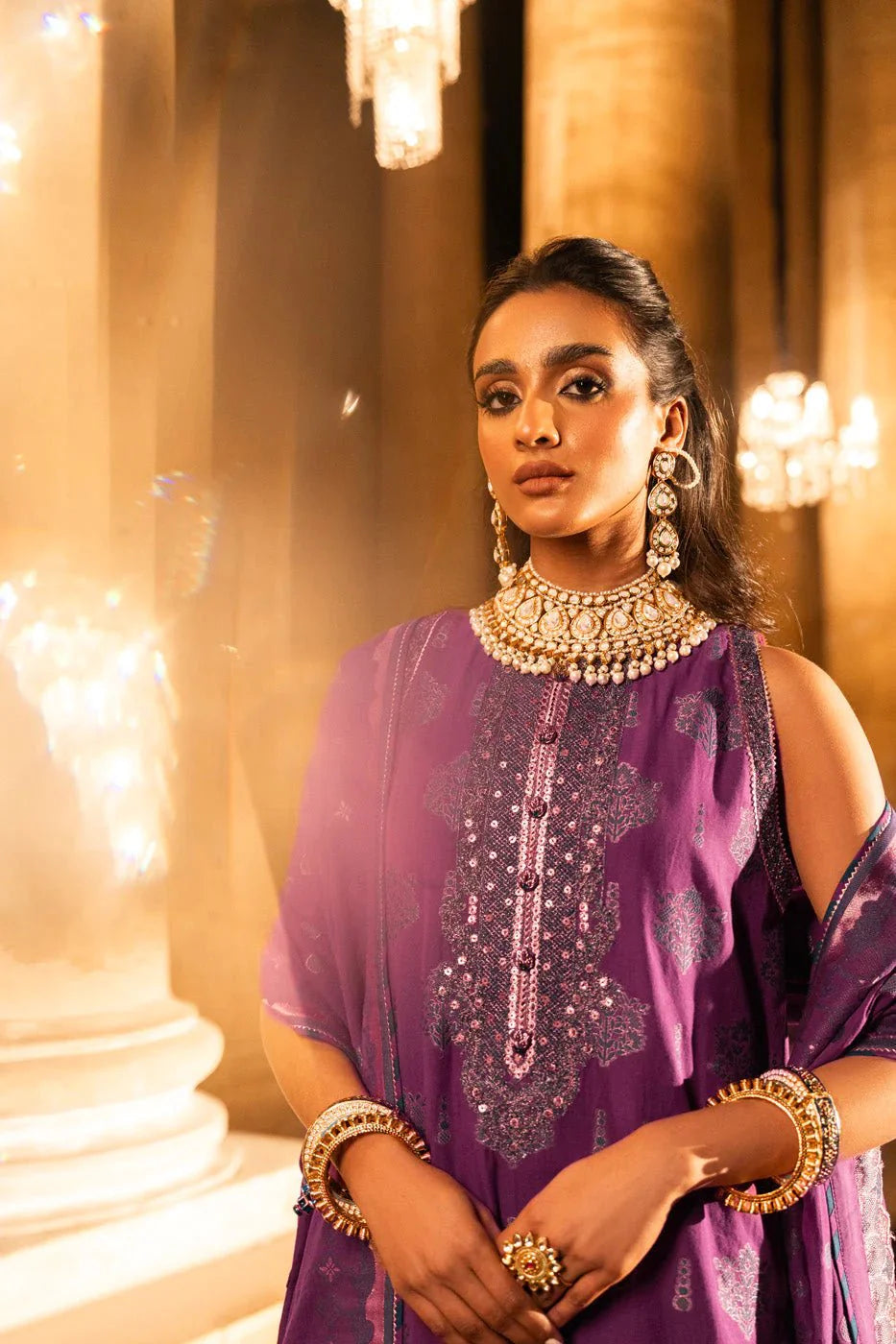 Alkaram | Spring Summer Festive 24 | Embroidered Jacquard Purple - Official Alkaram stockist in UK - Sakeena London