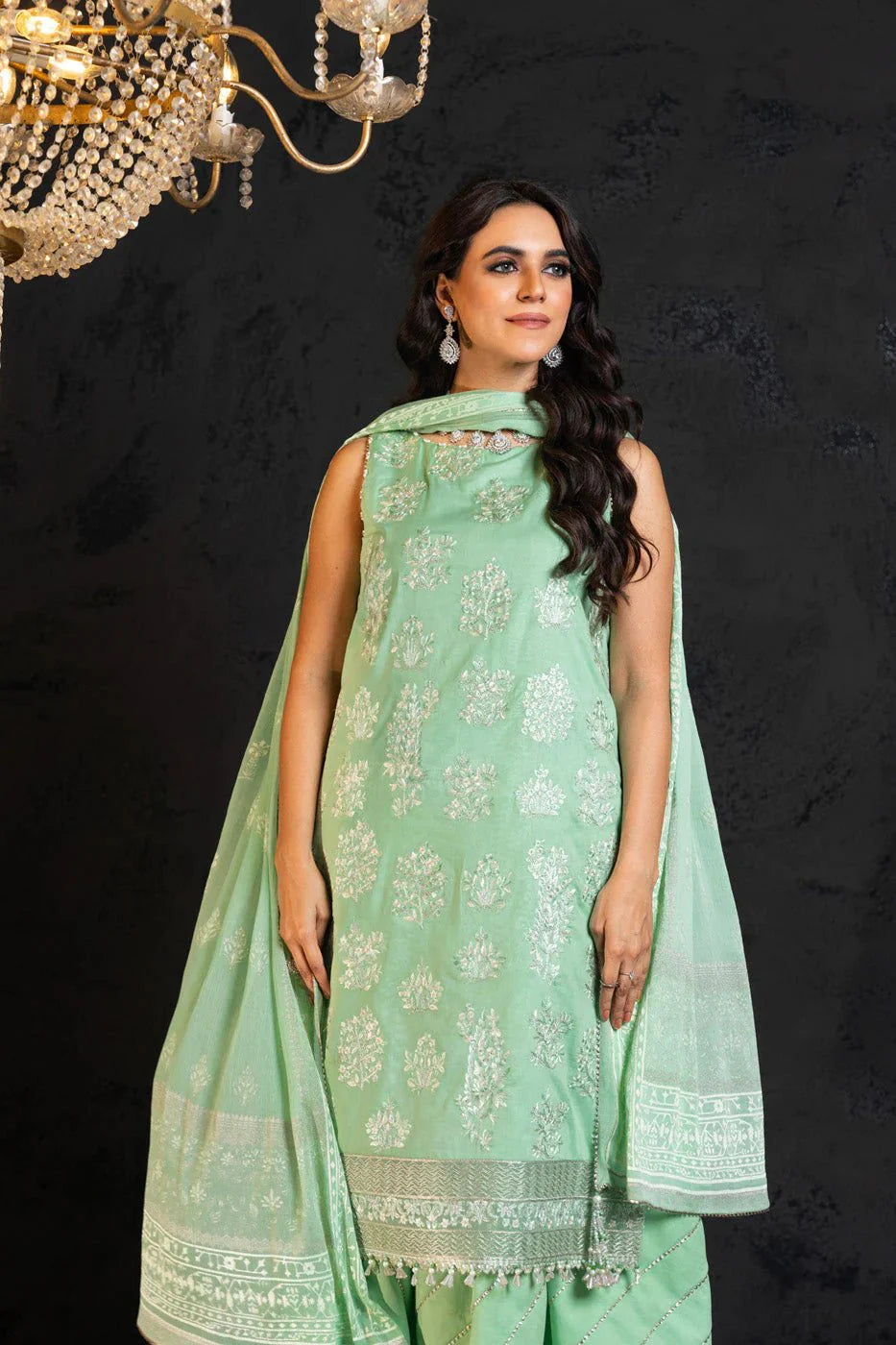 Alkaram | Spring Summer Festive 24 | Embroidered Lawn Mint - Official Alkaram stockist in UK - Sakeena London