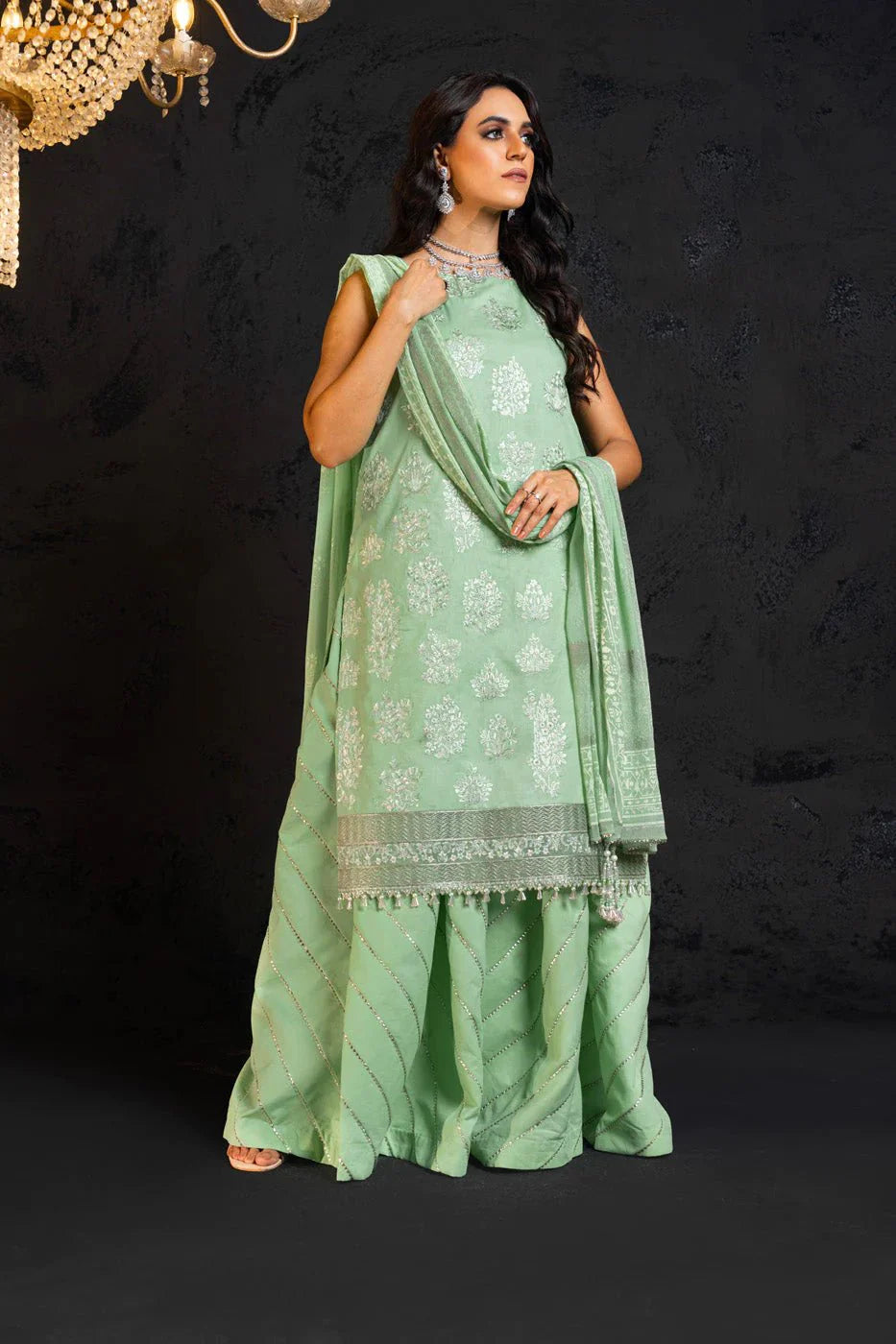 Alkaram | Spring Summer Festive 24 | Embroidered Lawn Mint - Official Alkaram stockist in UK - Sakeena London