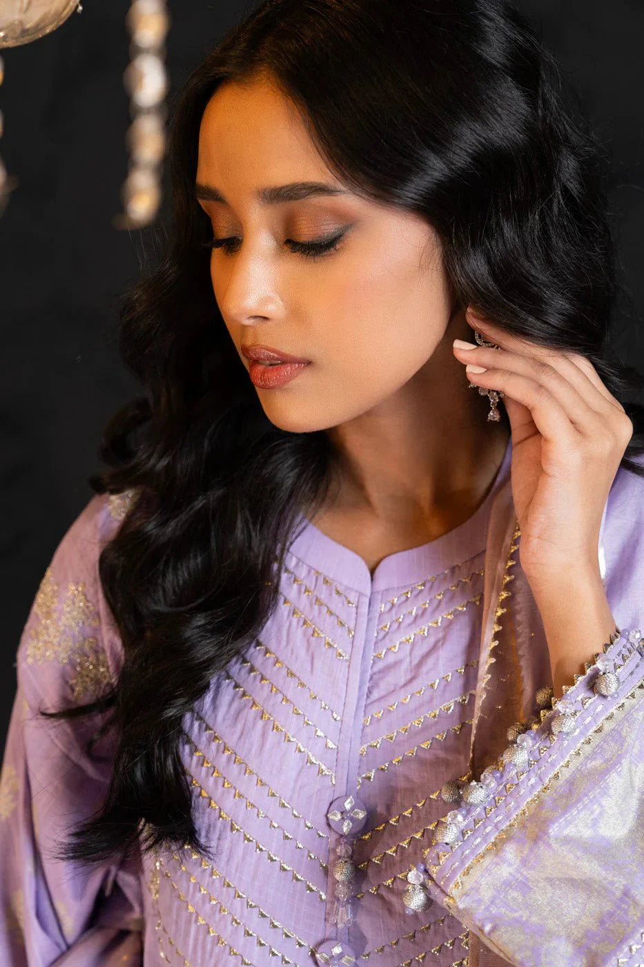 Alkaram | Spring Summer Festive 24 | Embroidered Two Way Slub Lavender - Official Alkaram stockist in UK - Sakeena London
