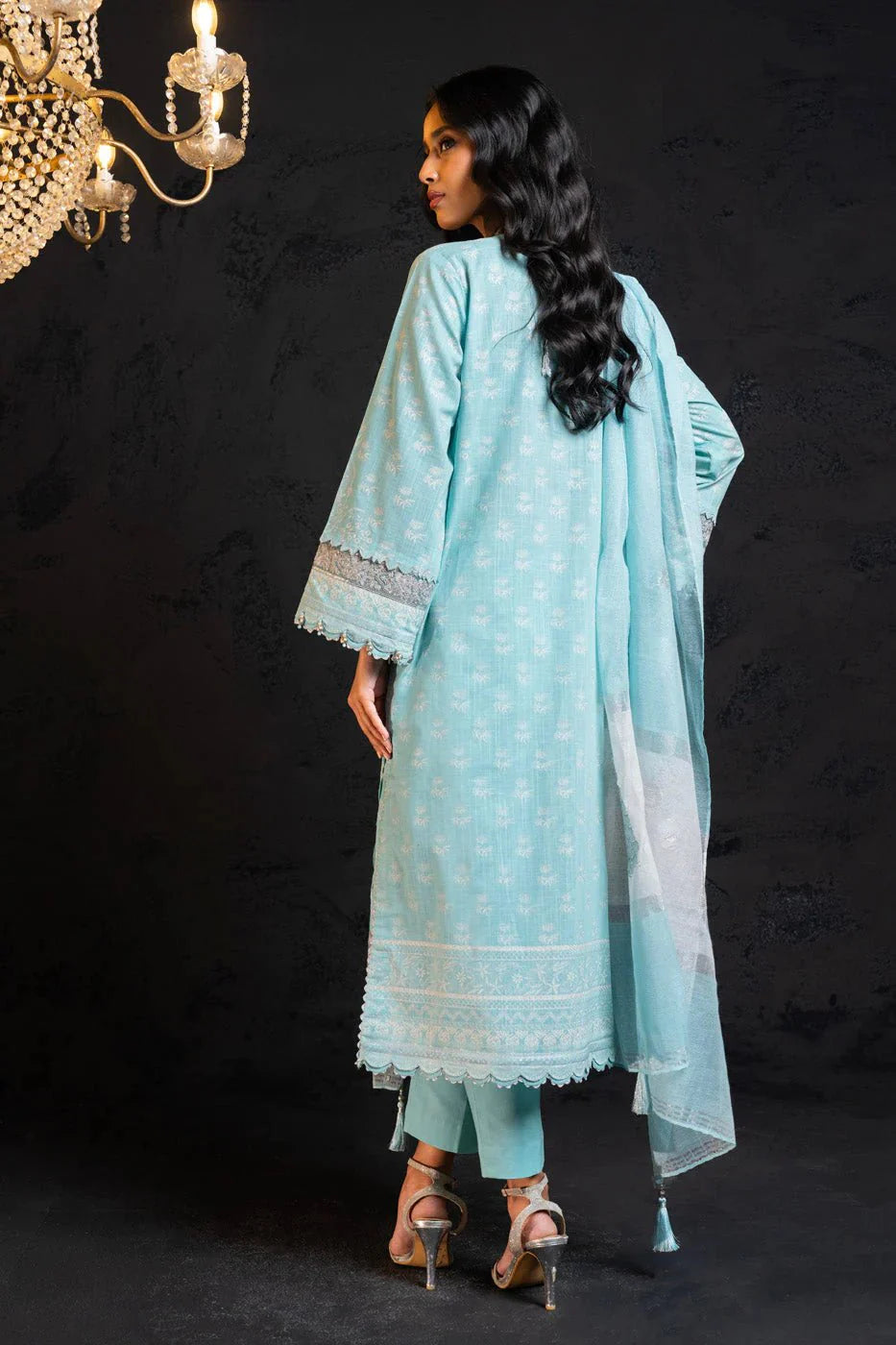 Alkaram | Spring Summer Festive 24 | Embroidered Two Way Slub Sky Blue - Official Alkaram stockist in UK - Sakeena London