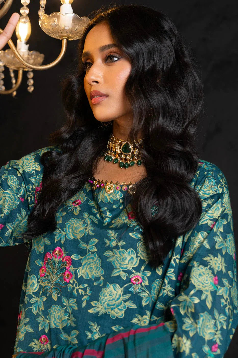 Alkaram | Spring Summer Festive 24 | Embroidered Two Way Slub Teal - Official Alkaram stockist in UK - Sakeena London