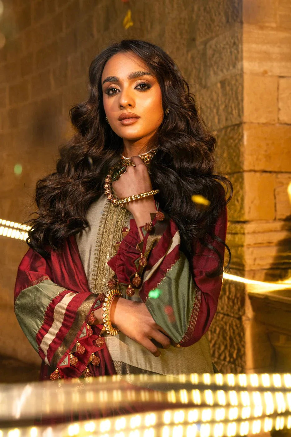 Alkaram | Spring Summer Festive 24 | Embroidered Yarn Dyed Beige - Official Alkaram stockist in UK - Sakeena London