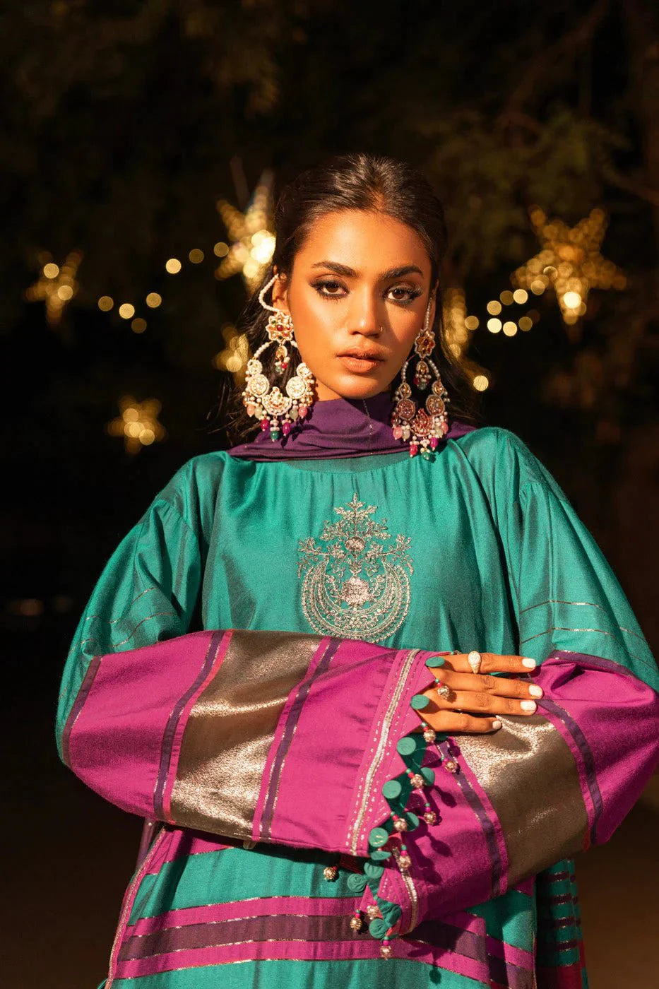 Alkaram | Spring Summer Festive 24 | Embroidered Yarn Dyed Teal - Official Alkaram stockist in UK - Sakeena London