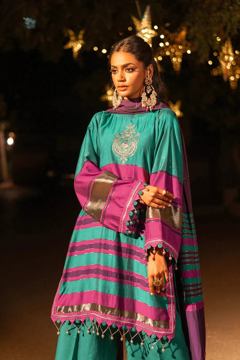 Alkaram | Spring Summer Festive 24 | Embroidered Yarn Dyed Teal - Official Alkaram stockist in UK - Sakeena London