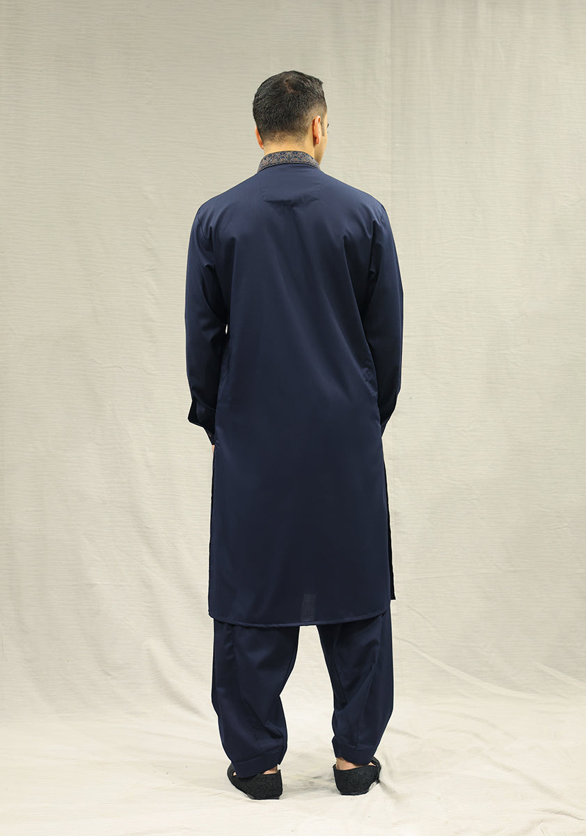 Pakistani Menswear | Amir Adnan - Classic Poly Viscose Salute Slim Fit Embroidered Suit - Official Sakeena London Ltd. stockist in UK - Sakeena London