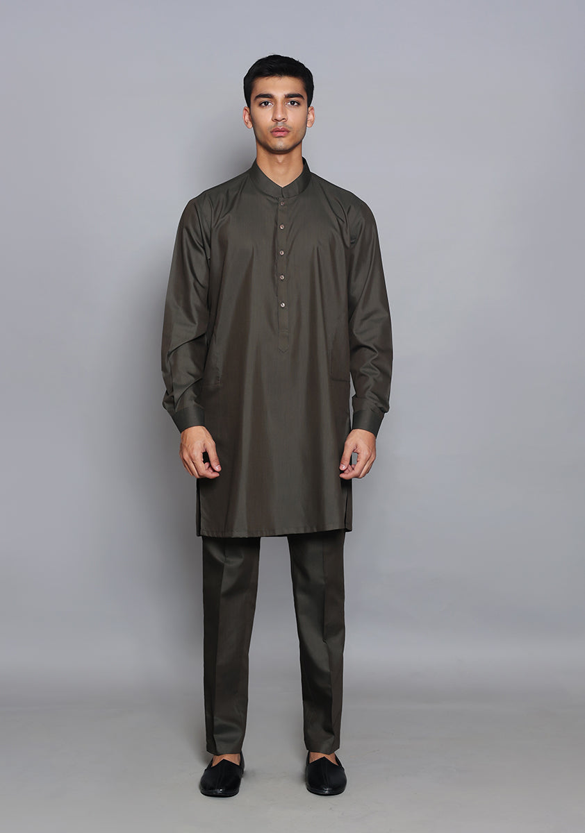 Pakistani Menswear | Amir Adnan - Basic Poly Viscose Tarmac Slim Fit Suit - Official Sakeena London Ltd. stockist in UK - Sakeena London