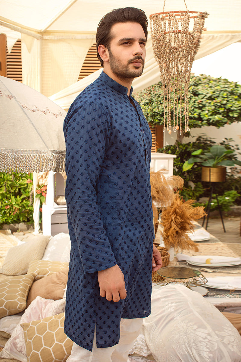 Pakistani Menswear | Ansab Jahangir | SHALE BLUE - Official Sakeena London Ltd. stockist in UK - Sakeena London