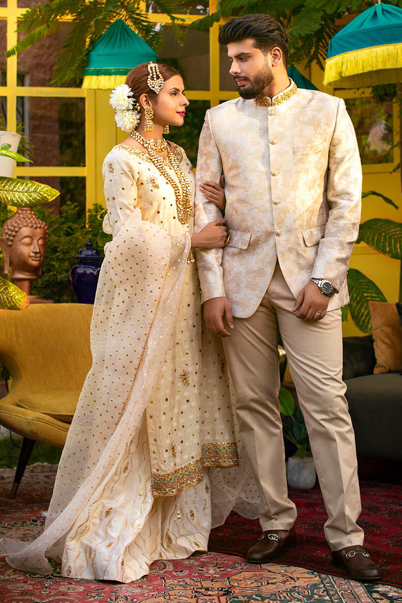Pakistani Menswear | Ansab Jahangir | IVORY BLUSH - Official Sakeena London Ltd. stockist in UK - Sakeena London
