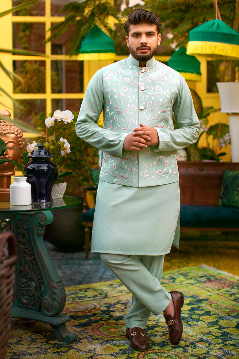 Pakistani Menswear | Ansab Jahangir | ICE BLUE JEWEL - Official Sakeena London Ltd. stockist in UK - Sakeena London