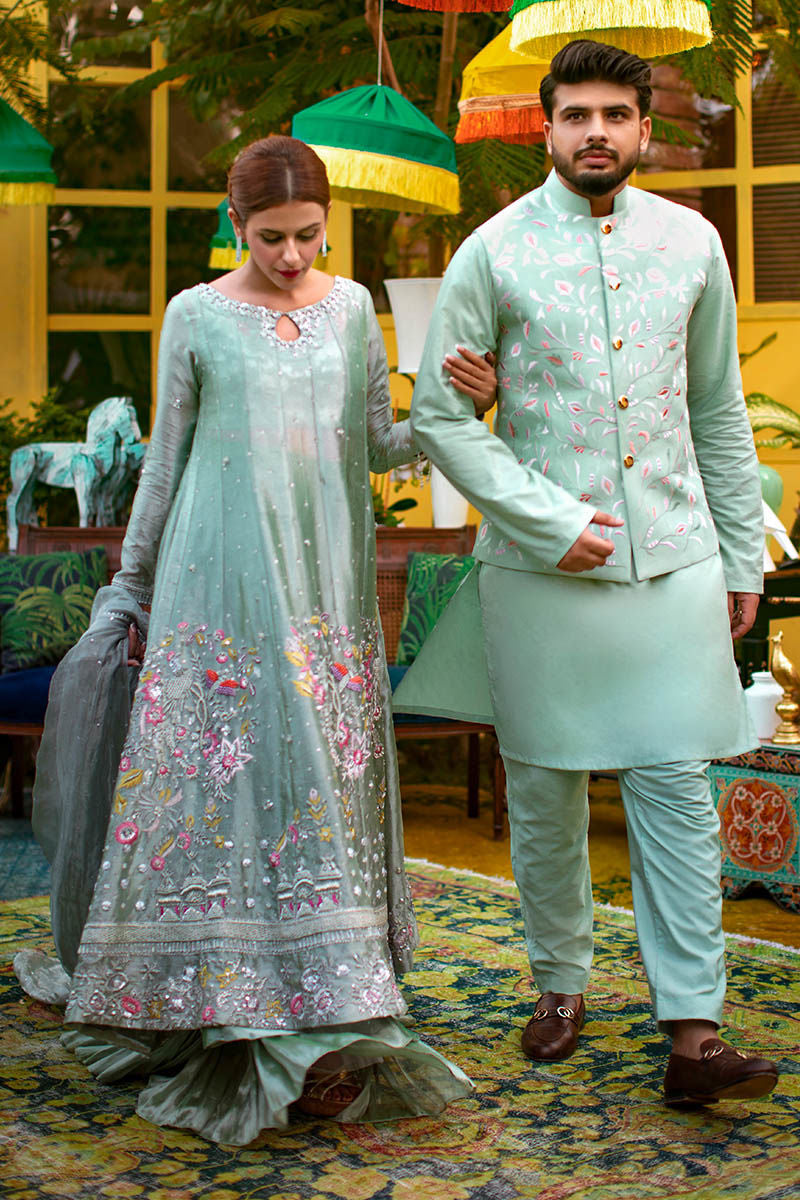 Pakistani Menswear | Ansab Jahangir | ICE BLUE JEWEL - Official Sakeena London Ltd. stockist in UK - Sakeena London