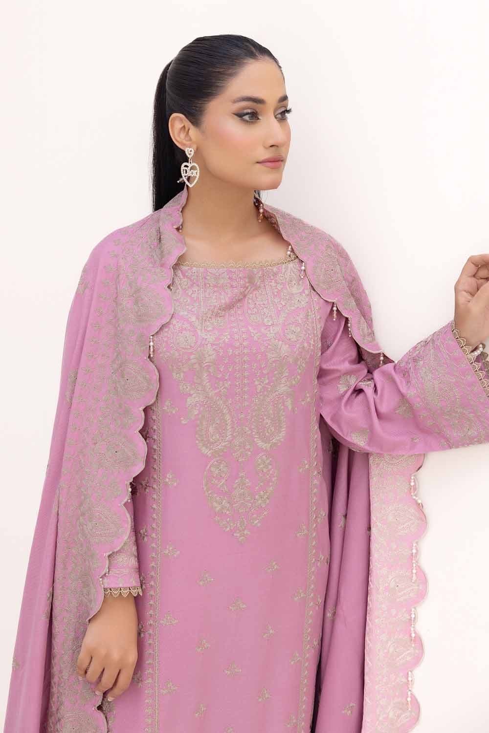 Gul Ahmed | Winter Collection 24 | Acrylic Dupatta AP-42008 - Official Gul Ahmed stockist in UK - Sakeena London