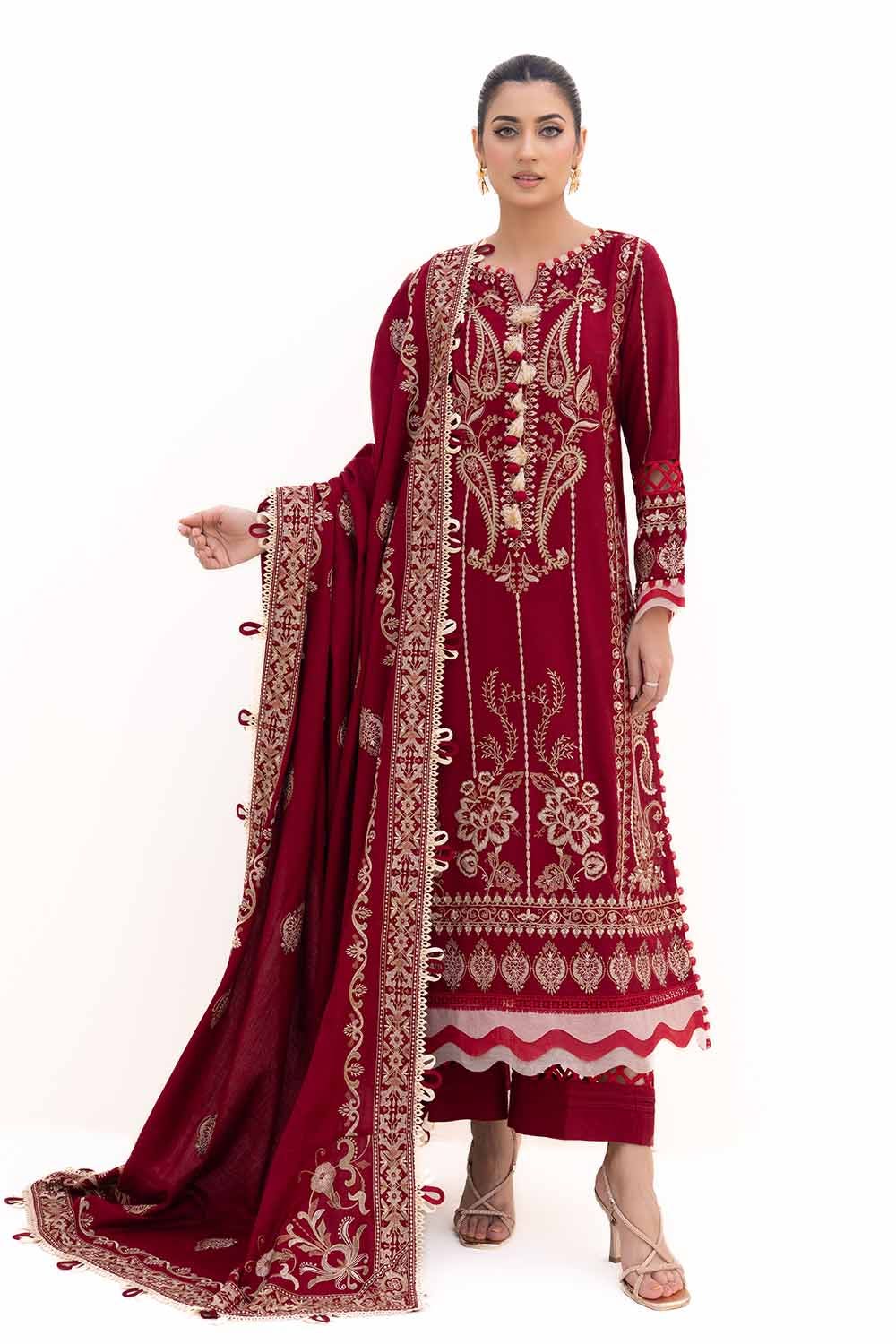 Gul Ahmed | Winter Collection 24 | Acrylic Dupatta AP-42009 - Official Gul Ahmed stockist in UK - Sakeena London
