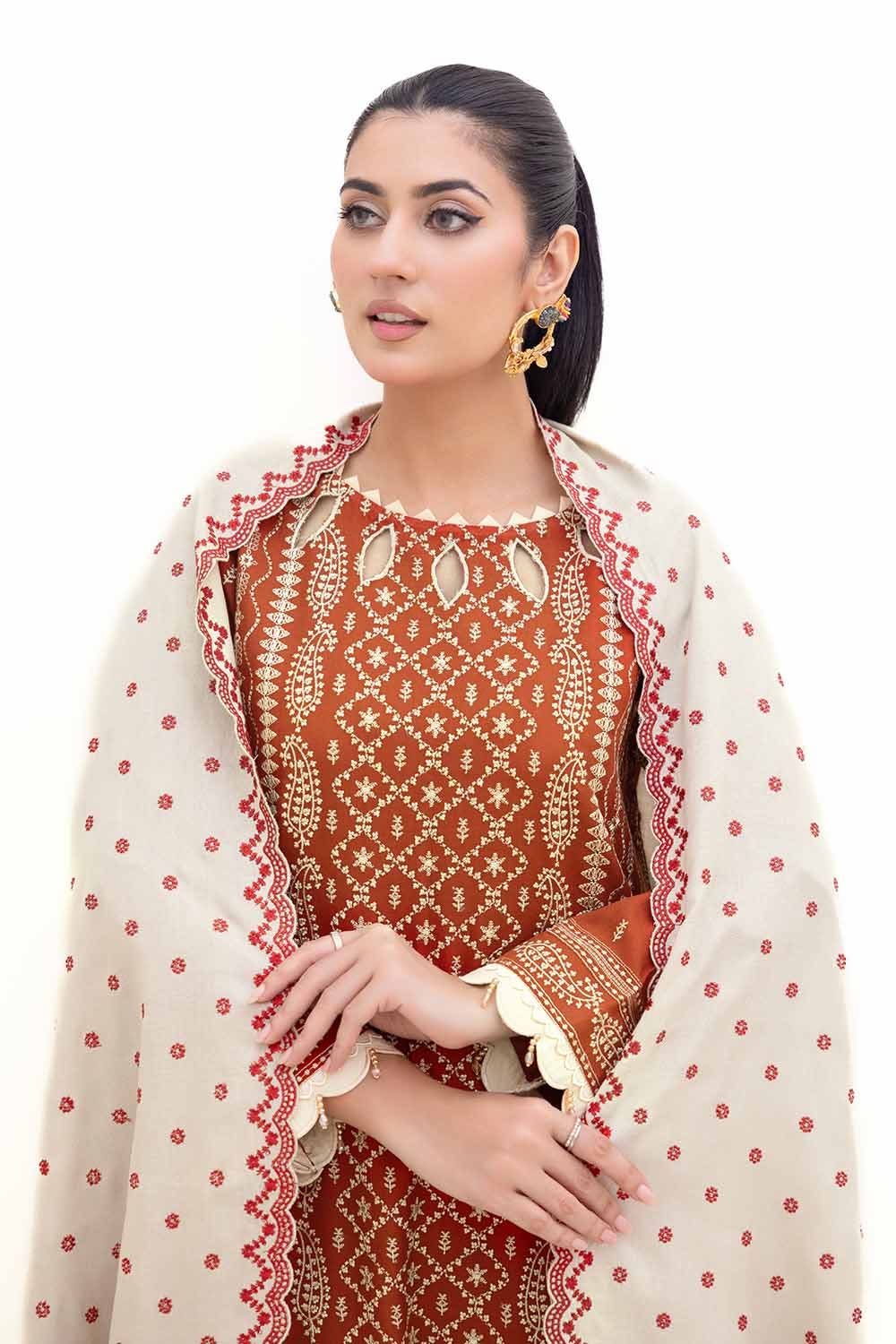 Gul Ahmed | Winter Collection 24 | Acrylic Dupatta AP-42011 - Official Gul Ahmed stockist in UK - Sakeena London
