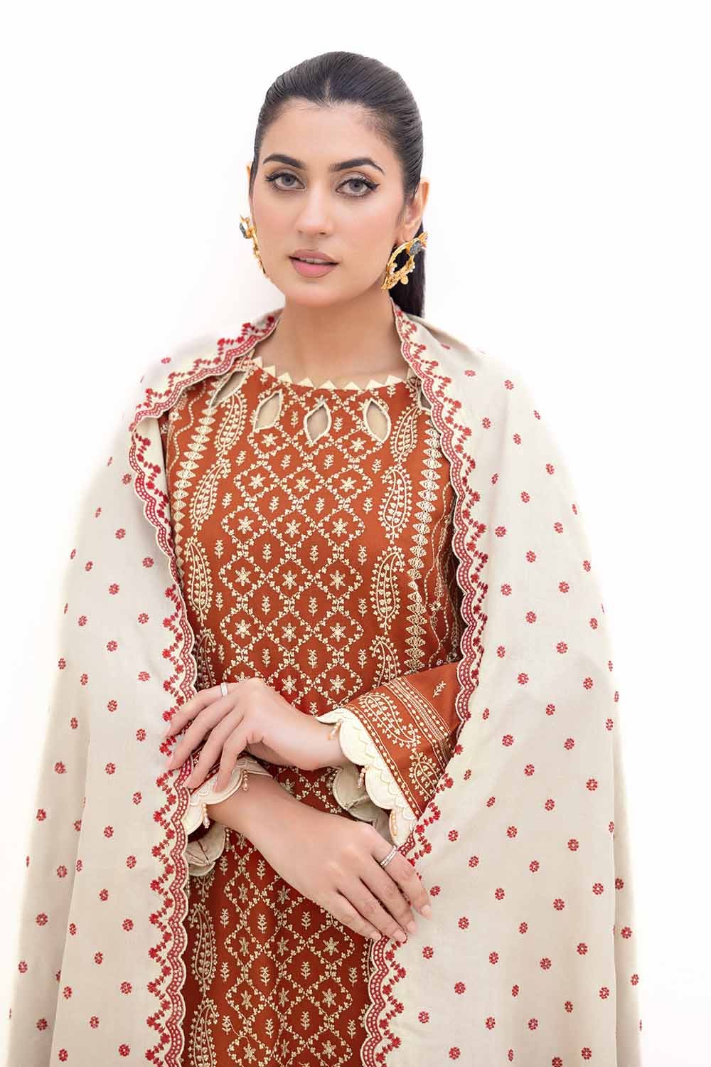 Gul Ahmed | Winter Collection 24 | Acrylic Dupatta AP-42011 - Official Gul Ahmed stockist in UK - Sakeena London