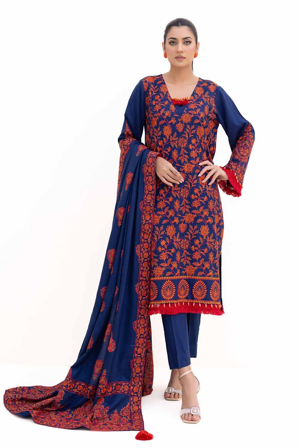 Gul Ahmed | Winter Collection 24 | Acrylic Suit with Embroidered Acrylic Dupatta AP-42012 - Official Gul Ahmed stockist in UK - Sakeena London