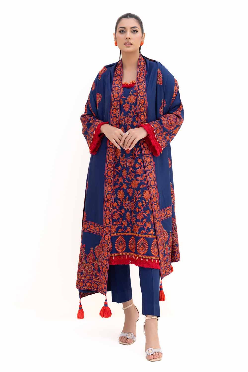 Gul Ahmed | Winter Collection 24 | Acrylic Suit with Embroidered Acrylic Dupatta AP-42012 - Official Gul Ahmed stockist in UK - Sakeena London