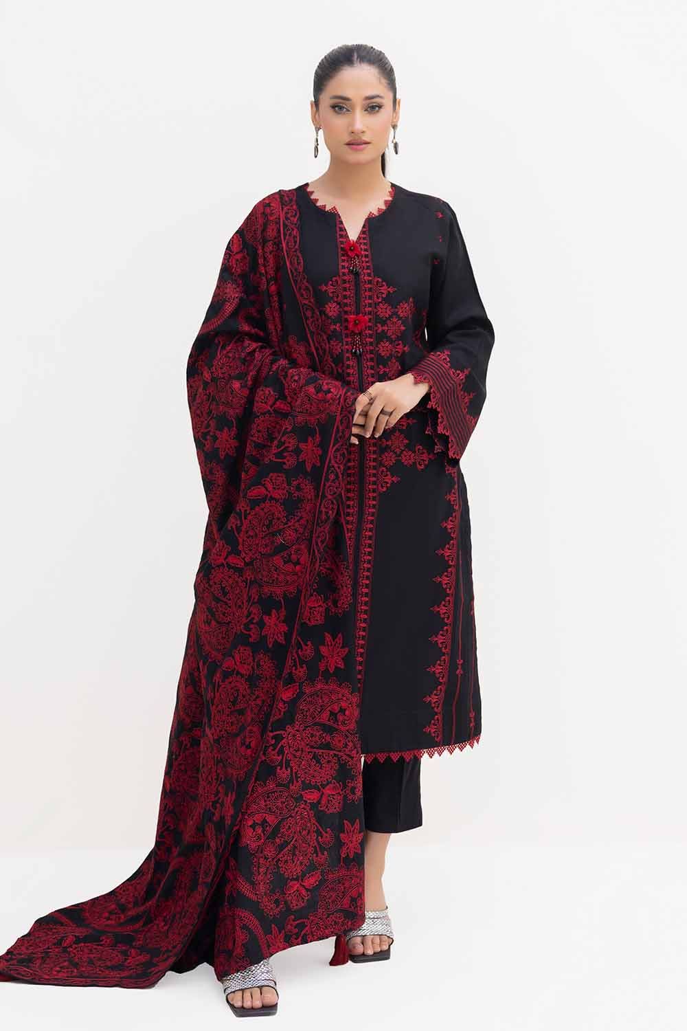 Gul Ahmed | Winter Collection 24 | Acrylic Dupatta AP-42013 - Official Gul Ahmed stockist in UK - Sakeena London