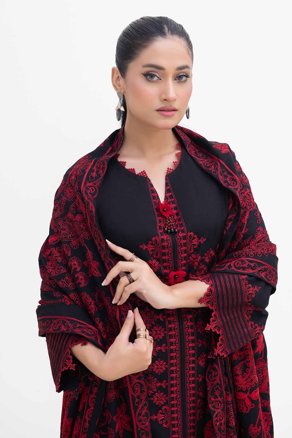 Gul Ahmed | Winter Collection 24 | Acrylic Dupatta AP-42013 - Official Gul Ahmed stockist in UK - Sakeena London