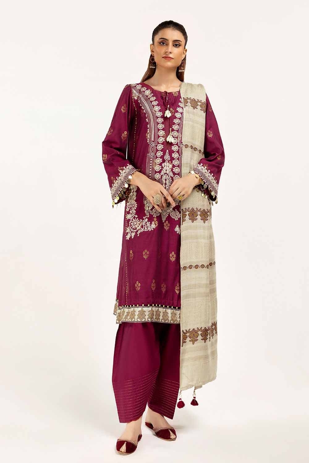Gul Ahmed | Winter Collection 24 | Pashmina Dupatta AP-42019 - Official Gul Ahmed stockist in UK - Sakeena London
