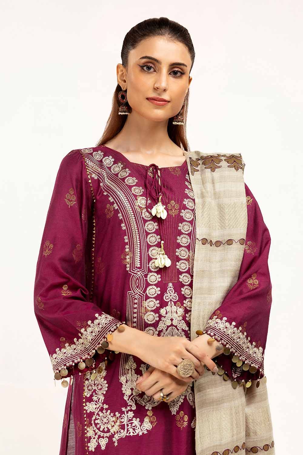 Gul Ahmed | Winter Collection 24 | Pashmina Dupatta AP-42019 - Official Gul Ahmed stockist in UK - Sakeena London