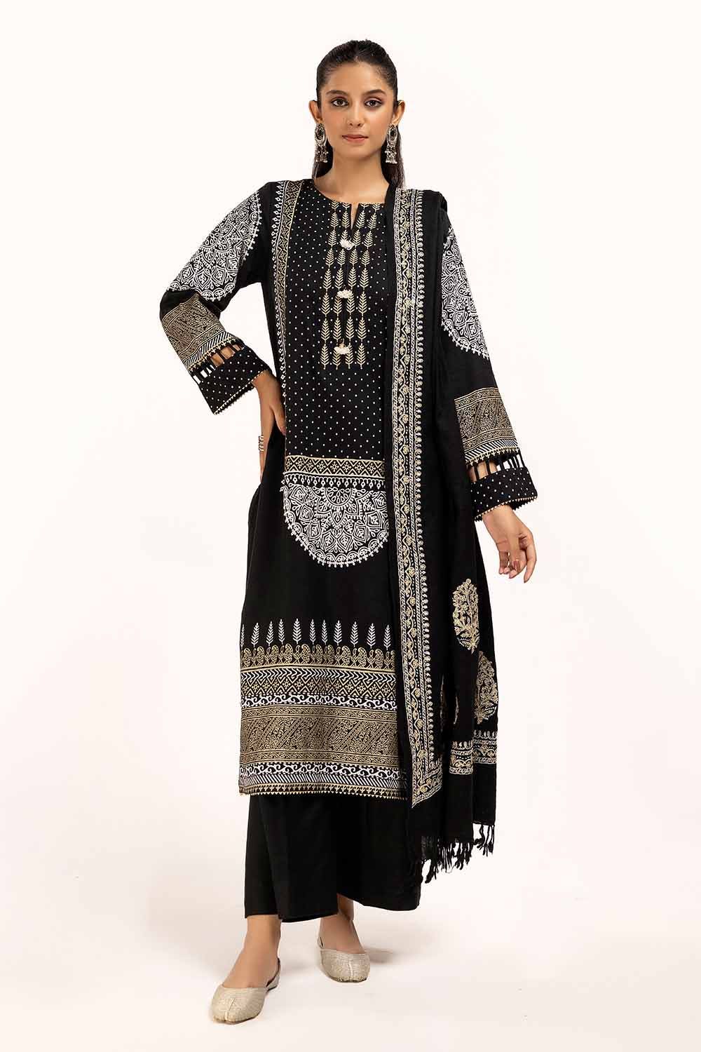 Gul Ahmed | Winter Collection 24 | Lacquer Pashmina Dupatta AP-42021 - Official Gul Ahmed stockist in UK - Sakeena London