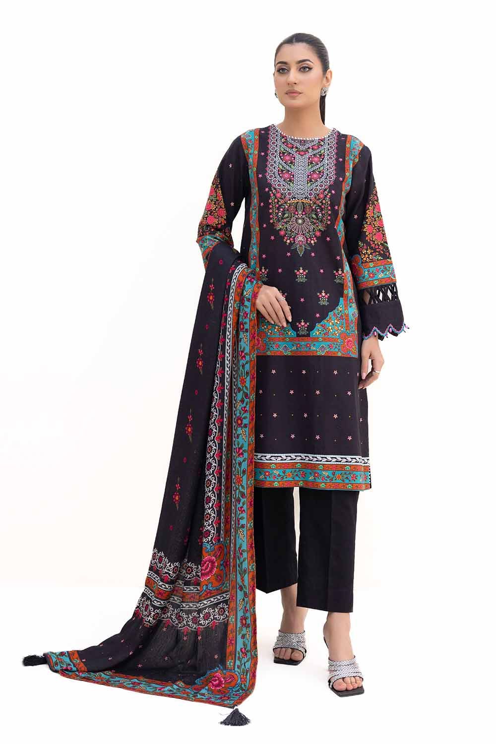 Gul Ahmed | Winter Collection 24 | Khaddar Suit with Printed Pashmina Dupatta AP-42030 - Official Gul Ahmed stockist in UK - Sakeena London
