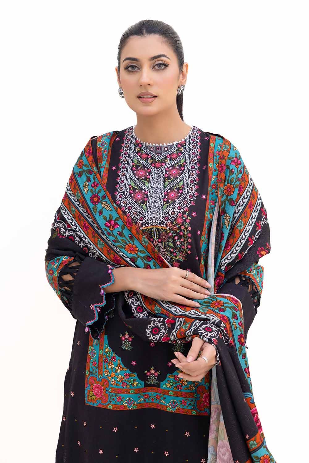 Gul Ahmed | Winter Collection 24 | Khaddar Suit with Printed Pashmina Dupatta AP-42030 - Official Gul Ahmed stockist in UK - Sakeena London
