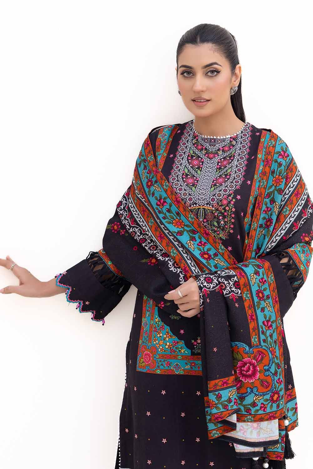 Gul Ahmed | Winter Collection 24 | Khaddar Suit with Printed Pashmina Dupatta AP-42030 - Official Gul Ahmed stockist in UK - Sakeena London