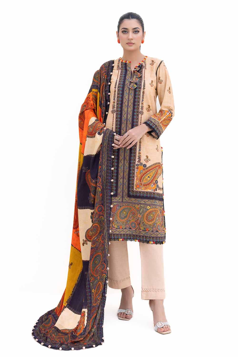 Gul Ahmed | Winter Collection 24 | Khaddar Suit with Printed Pashmina Dupatta AP-42031 - Official Gul Ahmed stockist in UK - Sakeena London