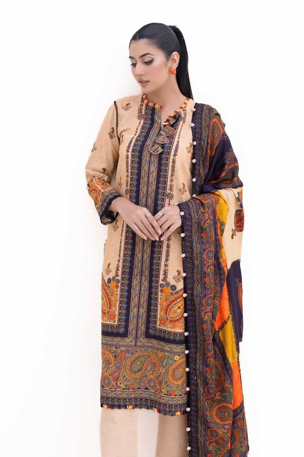 Gul Ahmed | Winter Collection 24 | Khaddar Suit with Printed Pashmina Dupatta AP-42031 - Official Gul Ahmed stockist in UK - Sakeena London
