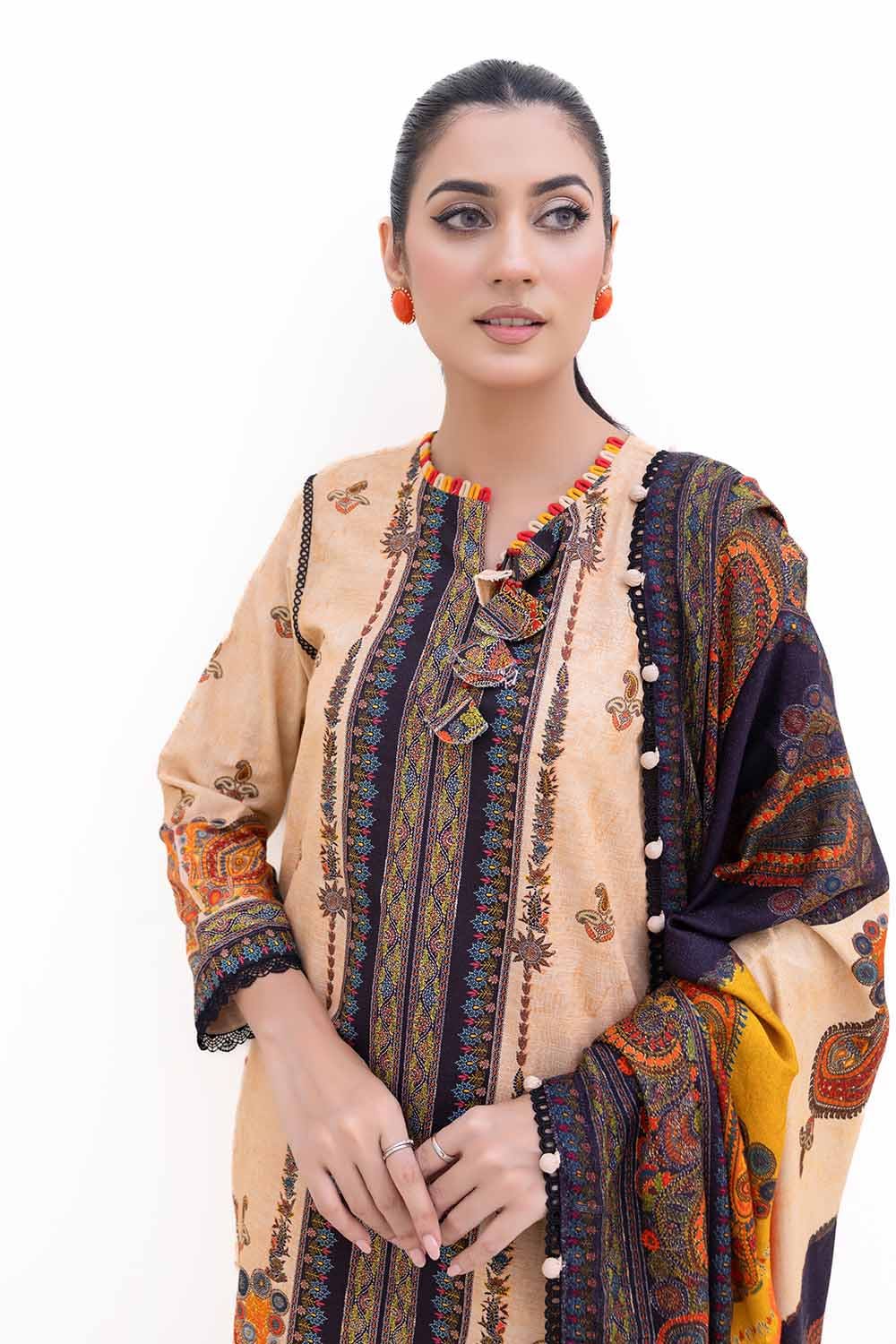 Gul Ahmed | Winter Collection 24 | Khaddar Suit with Printed Pashmina Dupatta AP-42031 - Official Gul Ahmed stockist in UK - Sakeena London