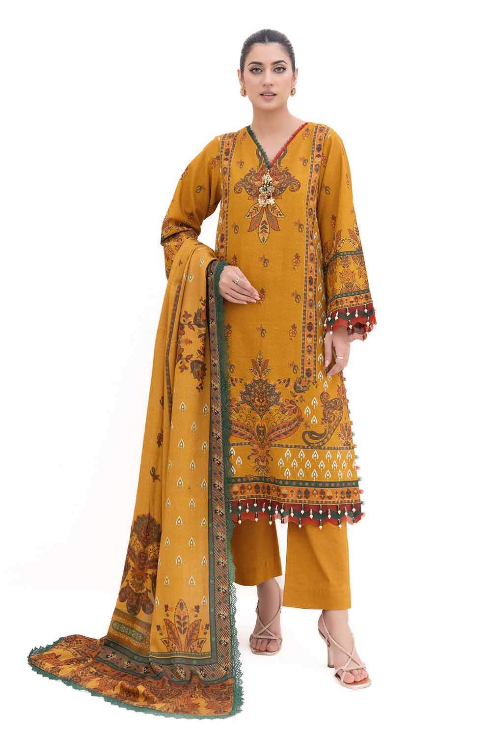 Gul Ahmed | Winter Collection 24 | Khaddar Suit with Printed Pashmina Dupatta AP-42037 - Official Gul Ahmed stockist in UK - Sakeena London