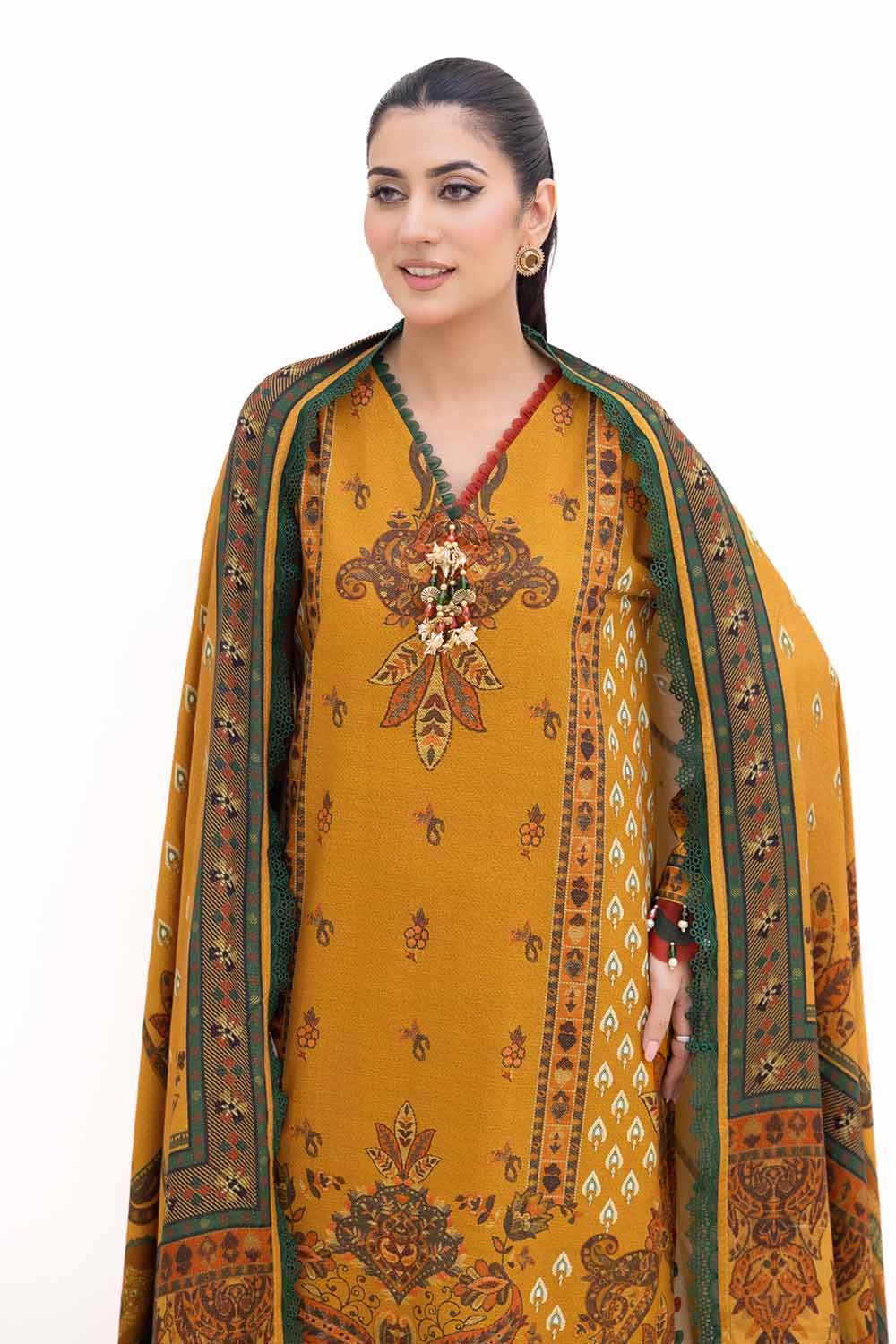 Gul Ahmed | Winter Collection 24 | Khaddar Suit with Printed Pashmina Dupatta AP-42037 - Official Gul Ahmed stockist in UK - Sakeena London