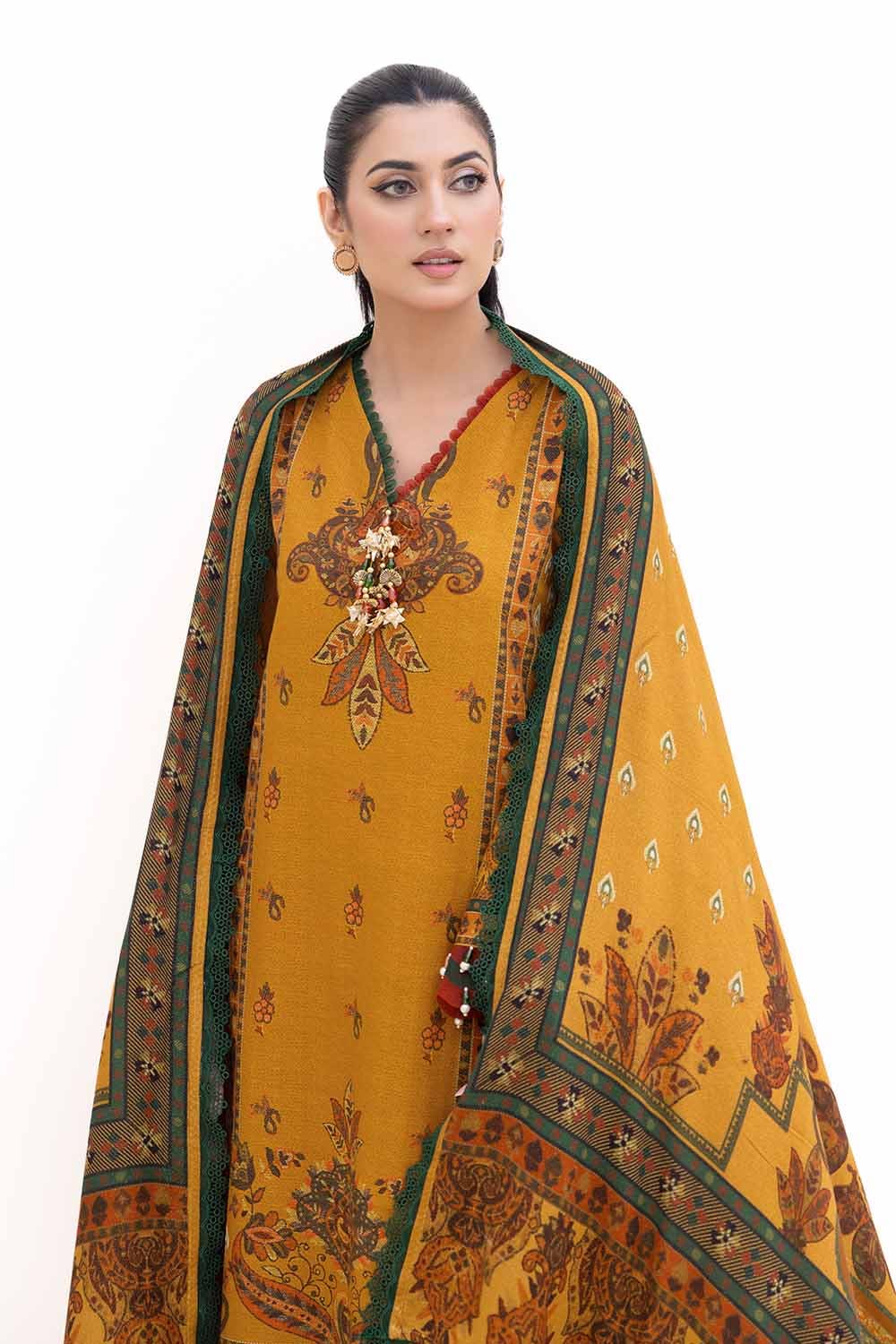 Gul Ahmed | Winter Collection 24 | Khaddar Suit with Printed Pashmina Dupatta AP-42037 - Official Gul Ahmed stockist in UK - Sakeena London