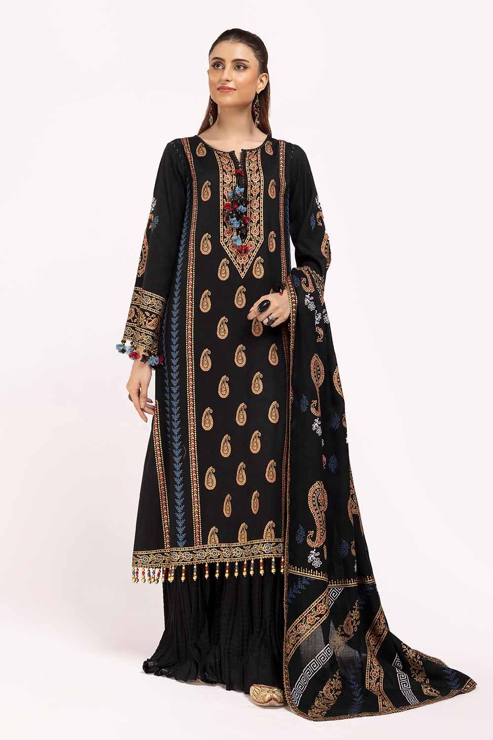Gul Ahmed | Winter Collection 24 | Acrylic Dupatta AP-42040 - Official Gul Ahmed stockist in UK - Sakeena London