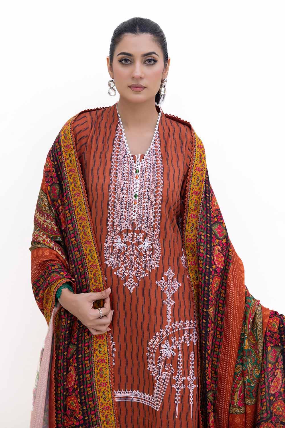 Gul Ahmed | Winter Collection 24 | Khaddar Suit with Printed Pashmina Dupatta AP-42048 - Official Gul Ahmed stockist in UK - Sakeena London